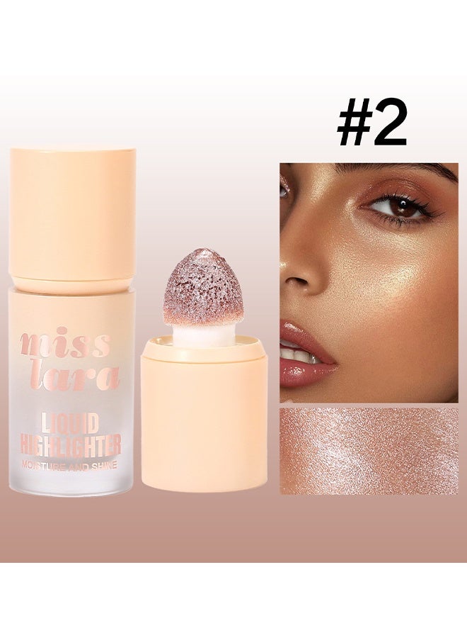Miss Lara Liquid Highlighter, Face Body Luminizer, Liquid Illuminator Body Shimmer Oil, Moisturizing Bronzer Highlighter Smooth Shine Highlight Glow Makeup, Waterproof Body Shimmering Glitter - Image 2