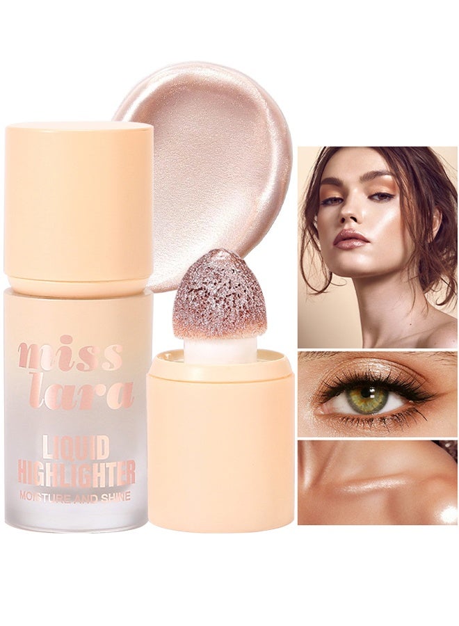 Miss Lara Liquid Highlighter, Face Body Luminizer, Liquid Illuminator Body Shimmer Oil, Moisturizing Bronzer Highlighter Smooth Shine Highlight Glow Makeup, Waterproof Body Shimmering Glitter - Image 1
