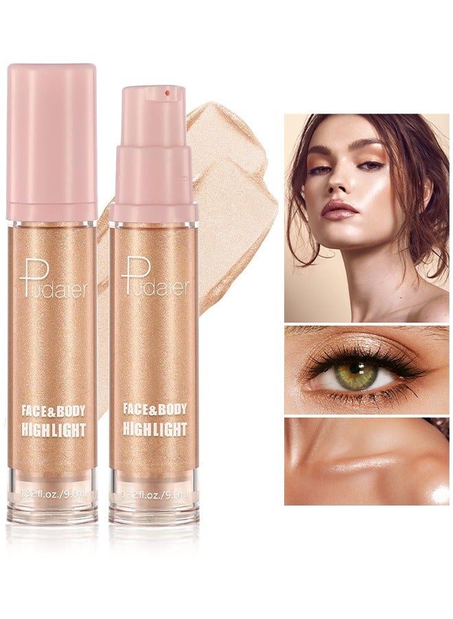 pudaier Face Body Luminizer, Liquid Illuminator Body Shimmer Oil, Moisturizing Bronzer Highlighter Smooth Shine Highlight Glow Makeup, Waterproof Body Shimmering Glitter  - Image 1
