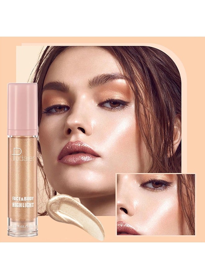 pudaier Face Body Luminizer, Liquid Illuminator Body Shimmer Oil, Moisturizing Bronzer Highlighter Smooth Shine Highlight Glow Makeup, Waterproof Body Shimmering Glitter  - Image 3