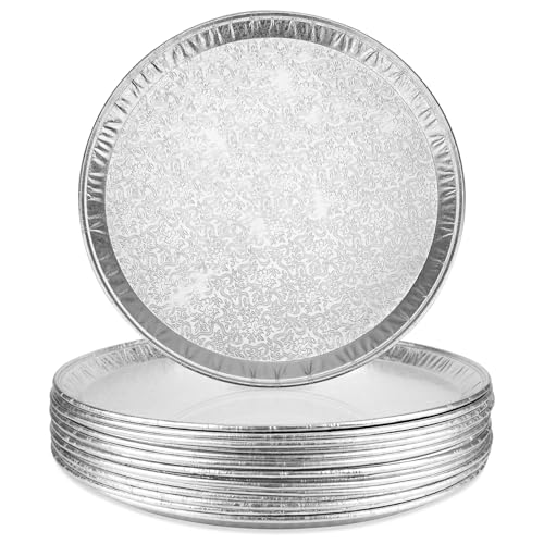 Roponan 15 Pack Serving Platters 16 Large Disposable Aluminium Foil Serving Trays for Parties Silver Embossed Foil Serving DishesPlates for Vegetable Fruit Slices of Cake Cookies - Image 1