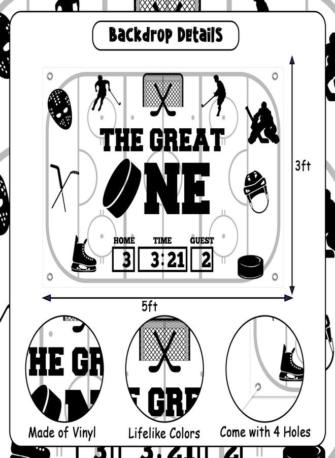 Balterever Ice Hockey 1st Birthday Decorations for Boy the Great One Hockey Banner Backdrop 1st Bday Cake Topper High Chair Banner the Great One Birthday Party Supplies for Sports Party Supplies - Image 5