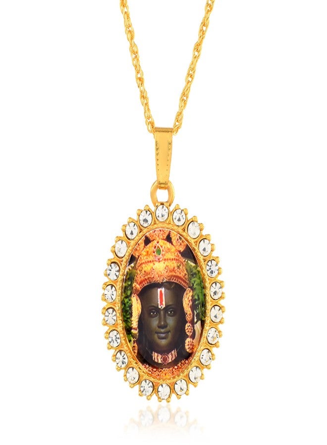 Superstore18 Spiritual Ayodhya Ram Lalla Pictorial Pendant - Brass Gold-Plated Necklace with CZ Accents for Men and Women (SST6695PCRM) - Image 1