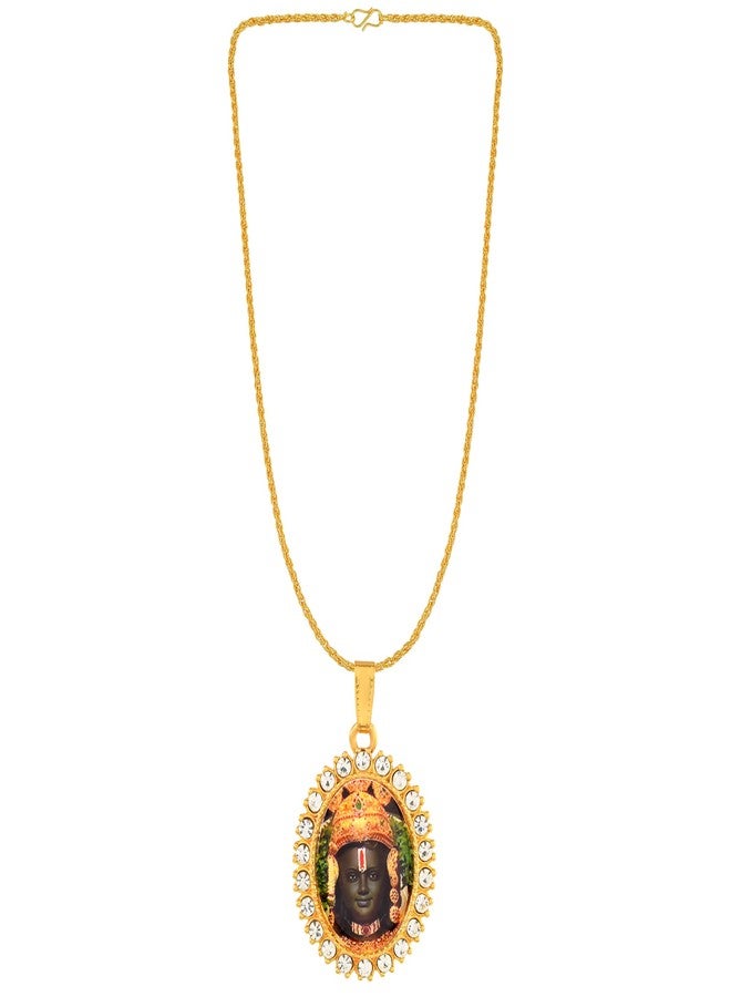 Superstore18 Spiritual Ayodhya Ram Lalla Pictorial Pendant - Brass Gold-Plated Necklace with CZ Accents for Men and Women (SST6695PCRM) - Image 5