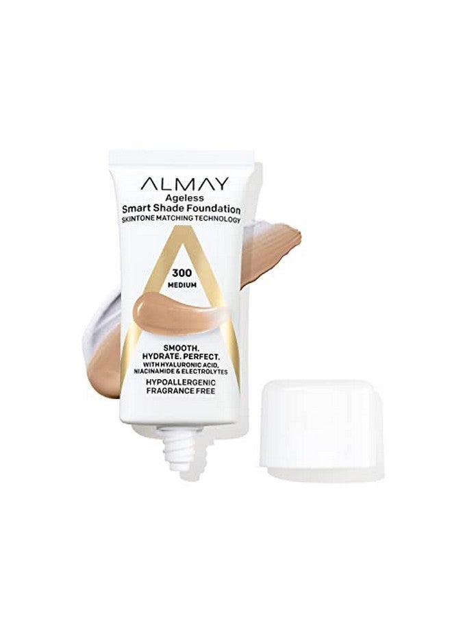 Almay Antiaging Foundation, Smart Shade Face Makeup With Hyaluronic Acid, Niacinamide, Vitamin C & E, Hypoallergenicfragrance Free, 300 Medium, 1 Fl Oz (Pack Of 1) - Image 1