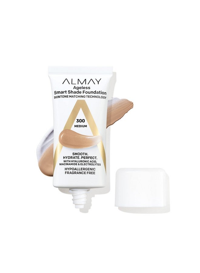 Almay Antiaging Foundation, Smart Shade Face Makeup With Hyaluronic Acid, Niacinamide, Vitamin C & E, Hypoallergenicfragrance Free, 300 Medium, 1 Fl Oz (Pack Of 1) - Image 2