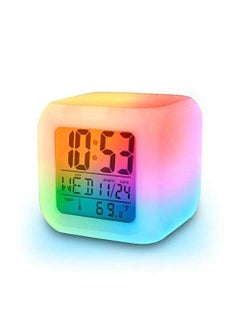 HD PIPALIYA Digital Automatic 7 Colour Changing LED Alarm Clock with Date Time Temperature Night Light Alarm and Sleeping Munition Display Time Multicolor Pack of 1