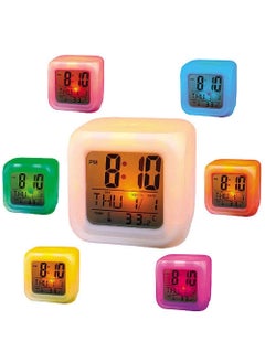 H&D PIPALIYA HD PIPALIYA Digital Automatic 7 Colour Changing LED Alarm Clock with Date Time Temperature Night Light Alarm and Sleeping Munition Display Time Multicolor Pack of 1  - Image 2
