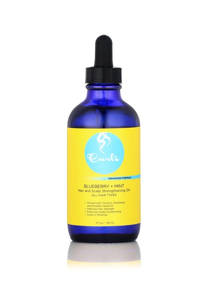 Curls Curls Blueberry Bliss Blueberry & Mint Hair and Scalp Strengthening Oil - 4 oz, Root-Penetrating Hair Oil with Turmeric, Rosemary & Pumpkin Seed Oil, Hair and Scalp Treatment Oil, All Hair Types  - Image 1