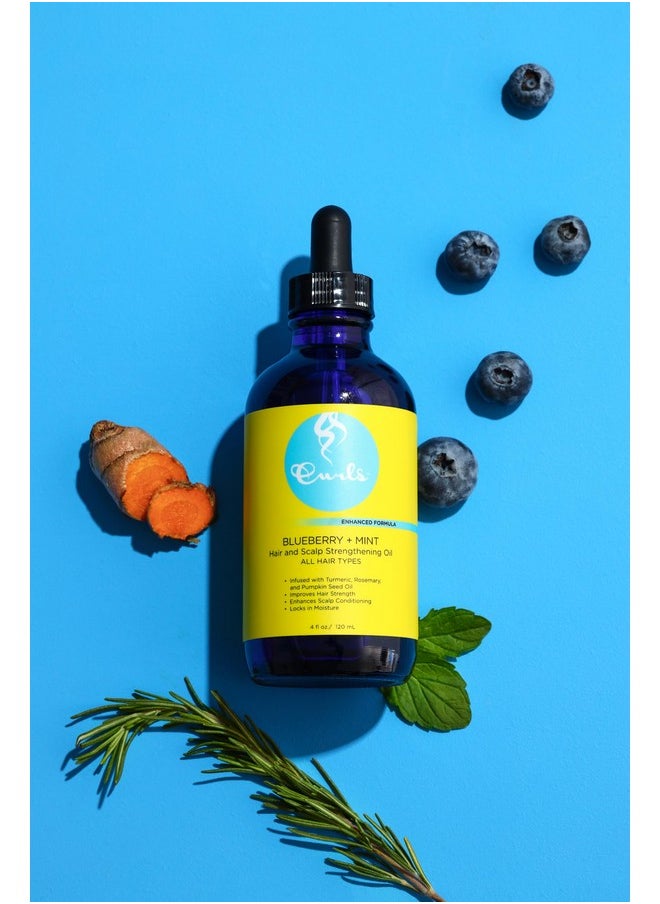 Curls Curls Blueberry Bliss Blueberry & Mint Hair and Scalp Strengthening Oil - 4 oz, Root-Penetrating Hair Oil with Turmeric, Rosemary & Pumpkin Seed Oil, Hair and Scalp Treatment Oil, All Hair Types  - Image 3