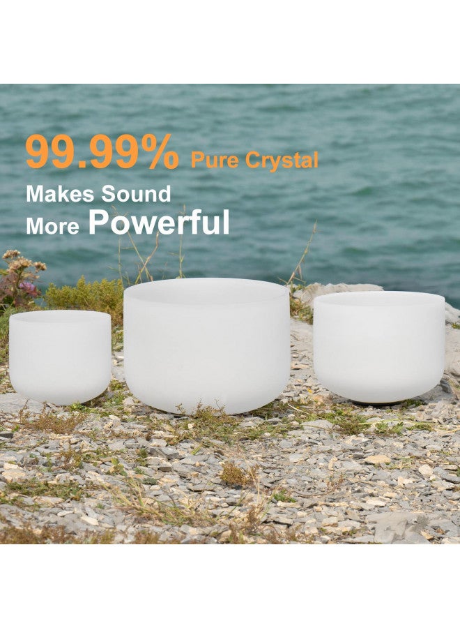 CVNC 440HZ 7"G+9"E+11"C 3 PCS Frosted Crystal Singing Bowls Set with Bag Mallets and Rubber O-rings for Sound Healing Bath Therapy Meditation Yoga Instrument Zen - Image 3