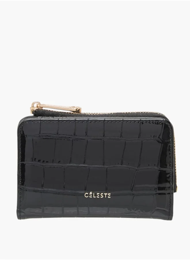 Celeste Womens Textured Bi-Fold Wallet With Zip Closure