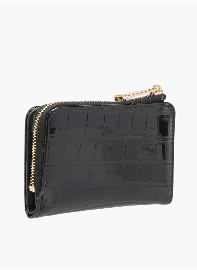 Celeste Womens Textured Bi-Fold Wallet With Zip Closure