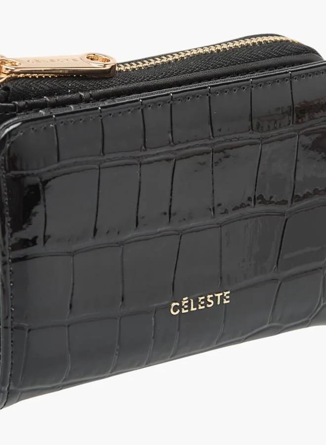 سيليست Womens Textured Bi-Fold Wallet With Zip Closure