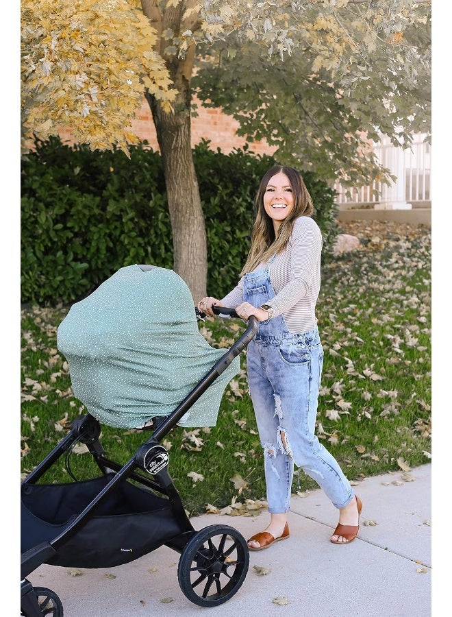 Copper Pearl Multi-Use Cover: Car Seat Covers, Nursing Cover, and Stroller Cover for Sun - Stretchy Fabric, All-Season Use, Stylish Designs, Easy Access for Moms - Juniper - Image 4