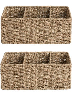 StorageWorks 3-Section Wicker Baskets for Shelves, Hand-Woven Seagrass Storage Baskets, 2-Pack - pzsku/ZA740613AD2E3A4FF56D1Z/45/_/1693220110/8db133c5-6d9d-4100-8f5a-4bebdac95f22