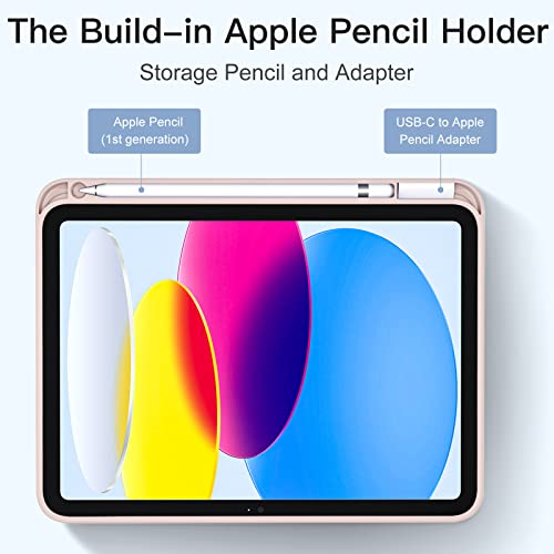 Akkerds Compatible with iPad (A16) 11th Generation Case 11 Inch 2025, for iPad 10th Generation Case 10.9 Inch 2022 with Pencil Holder, Slim Trifold Stand Protective Cover with Soft TPU Back, Rose Pink - Image 4