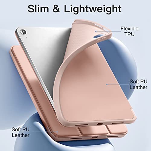 Akkerds Compatible with iPad (A16) 11th Generation Case 11 Inch 2025, for iPad 10th Generation Case 10.9 Inch 2022 with Pencil Holder, Slim Trifold Stand Protective Cover with Soft TPU Back, Rose Pink - Image 5