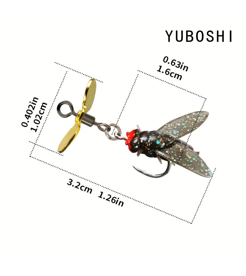 Black 5pcs Realistic Fly Fishing Lures with Propeller Soft Bait for Bass Trout Pike Salmon - Image 2