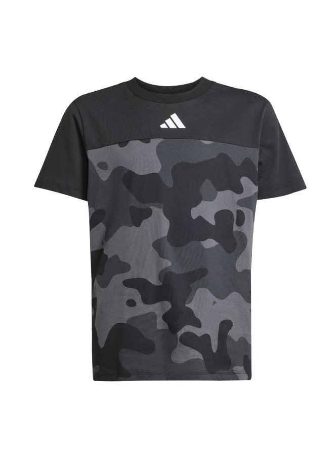 Adidas J Camo T Black Training T-Shirts For Junior 9-10Y - Image 1