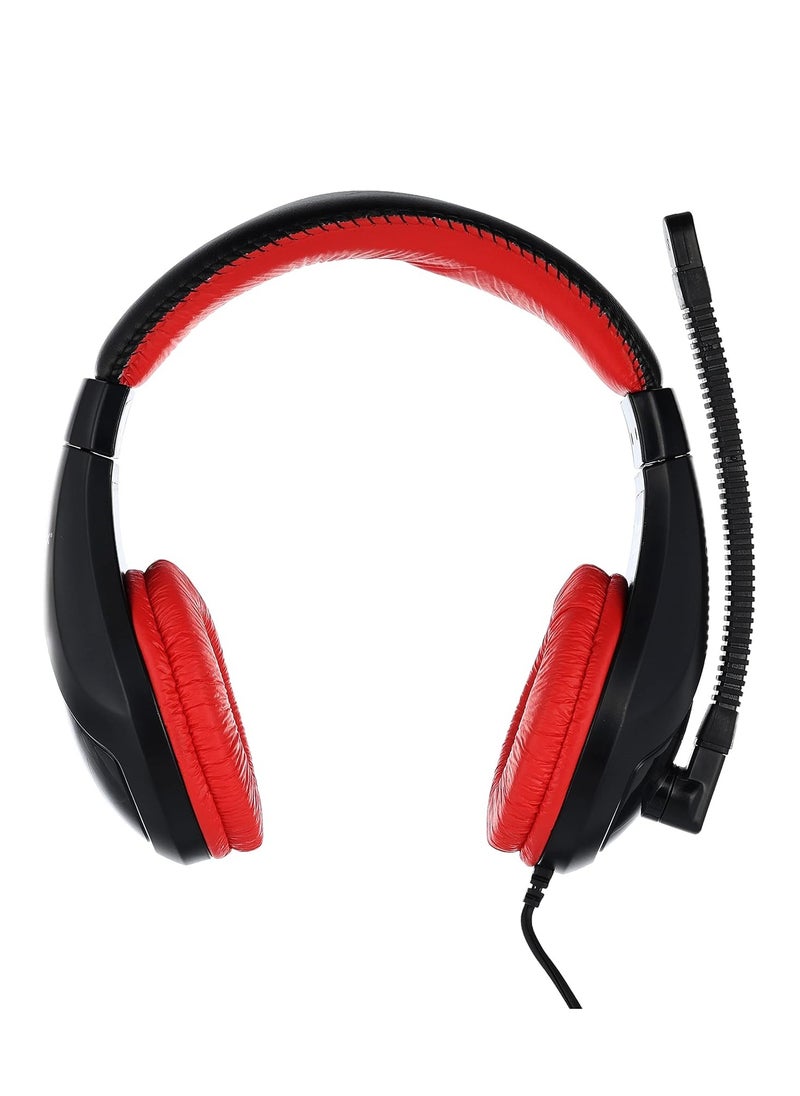 Gigamax - Multimedia stereo headphones. Integrated volume control located on headset cord. Adjustable microphone arm , 3.5mm plug , GM530 deep bass and comfortable design , soft headset caps with leather headband for DVD player , TV and PC - Black - Image 1