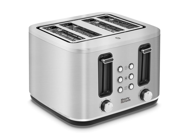 Morphy Richards Motive 4 Slice Toaster, Browning Controls, Reheat, Cancel and Defrost Settings, Bread Lever, Removable Crumb Tray, Electromagnet Cover, 1600W, Brushed Steel, 242800 - Image 3