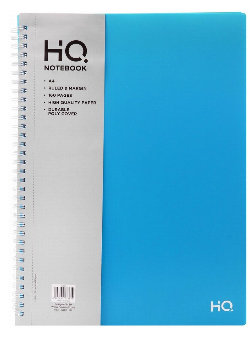 HQ A4 Size Poly Wiro Notebook 160 Pages Blue 