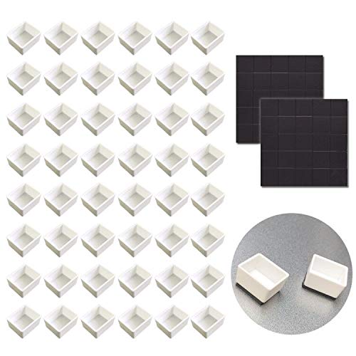 Qianshan Watercolor Half Pans with Magnetic Stripe - 48Pcs White Plastic Empty Artist Paint Pan Kits for DIY Watercolor Oils or Acrylics Painting Travel Tin Case Palette Art Drawing - Image 1