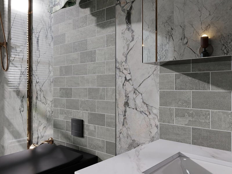 COLAMO Luxury 10PCS Peel and Stick Backsplash, Medium Gray Peel and Stick Wall Tile for Kitchen Backsplash, Faux Stone Large Subway Tile Stick on Backsplash for Bathroom,RV,Accent Wall - Image 5