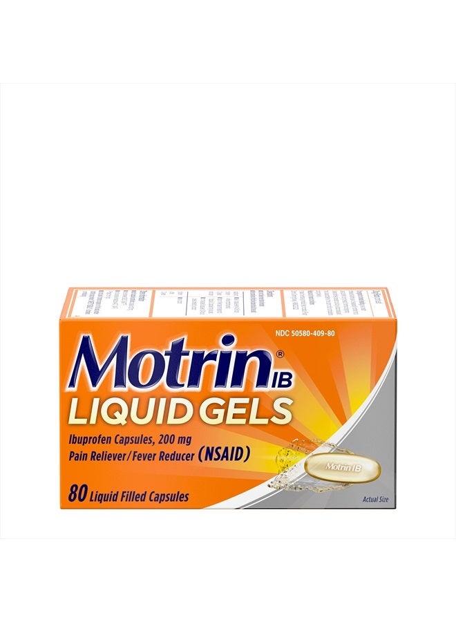 Motrin IB Liquid Gels, Ibuprofen 200 mg, Pain Reliever & Fever Reducer Minor Arthritis Pain, Muscular Aches, Headache, Menstrual Cramps & Backache, NSAID, 80 Ct - Image 2