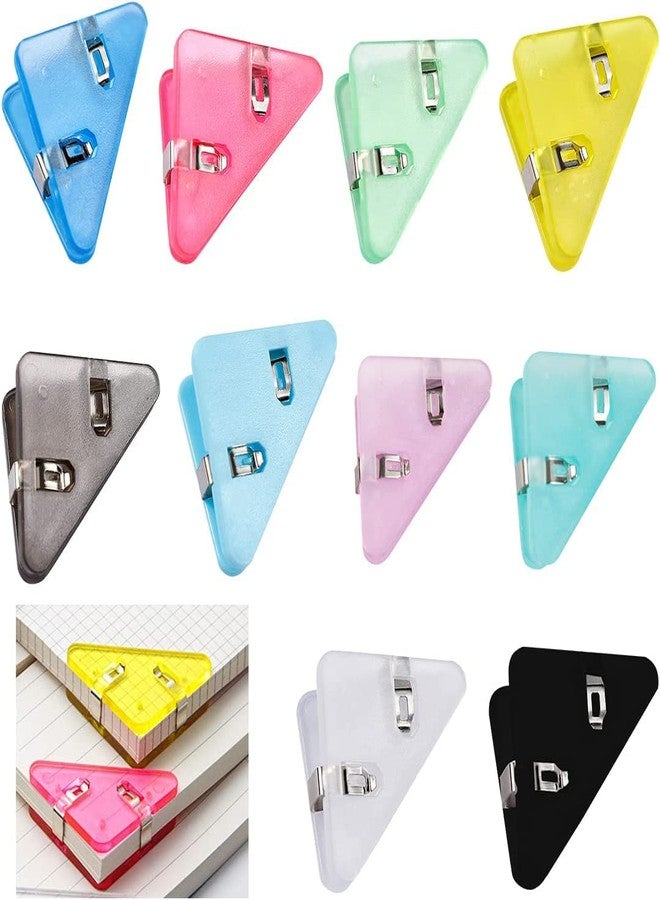 ECHSRT Triangle Pepar Cleep, Document Holder, Bookmarks, Peper Corner Clipss, Binder, Snack/peper Clam clipss/Handheld pepar clipss (Multicolor) (Corner Clips - 10) - Image 1