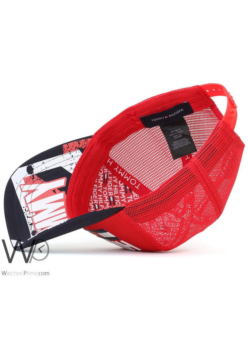 Hilfiger Denim Hilfiger Denim Trucker Cap Red Blue Cotton Net Hat  - Image 4