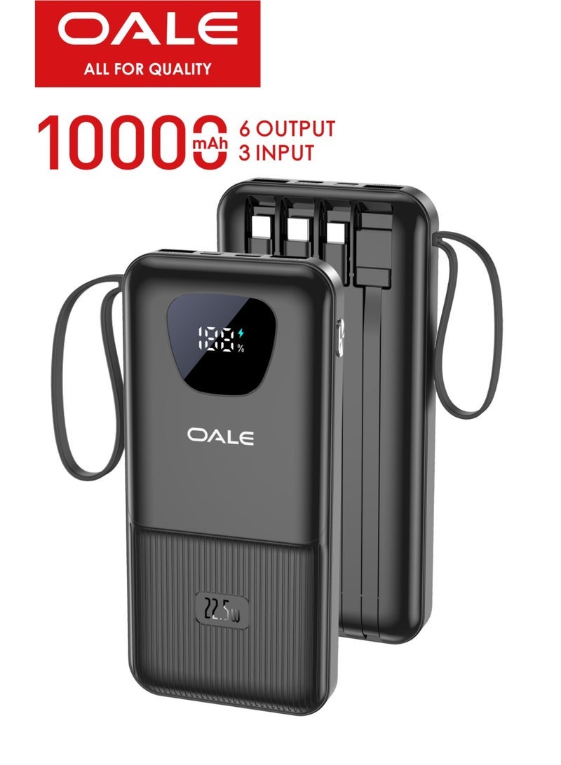 OALE iPower Y10000 10000mAh Power Bank, 22.5W Fast Charging, 3 Inputs & 6 Outputs, LED Display, with Carry Strap - Image 4