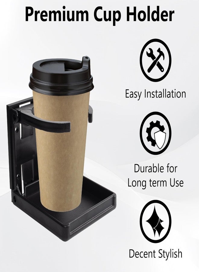 BFXM Adjustable Folding Drink Holder, 2PCS Universal Cup Holders for Car, Truck, RV, Boat, Caravans, Campers, Space-Saving Cupholder, Black Drink Holder for Mugs, Bottles, Cans, with Screws and Tapes - Image 4