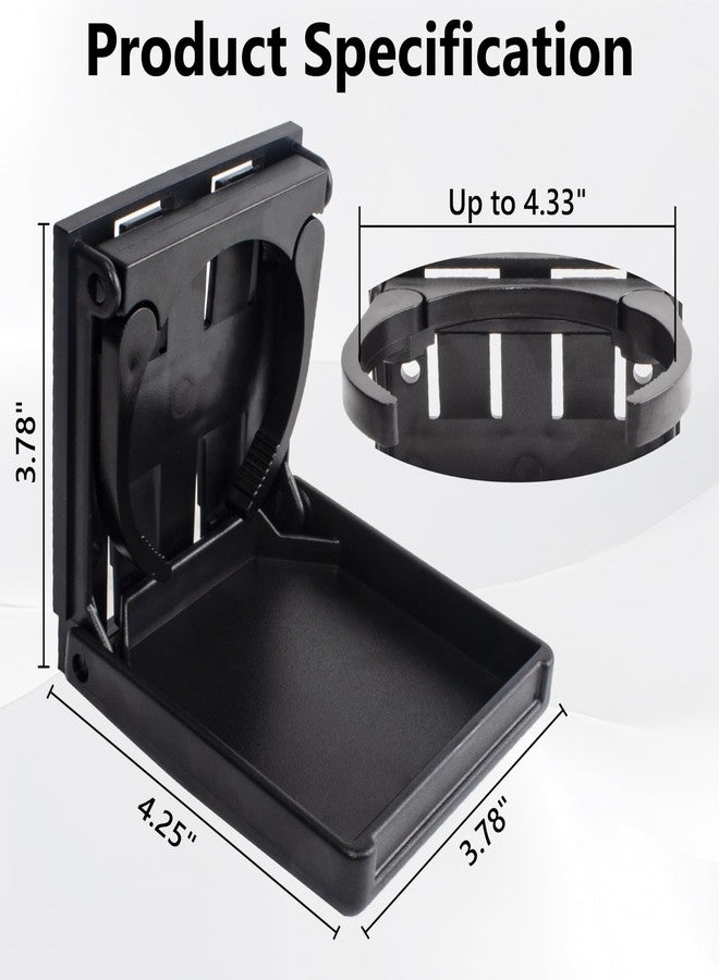 BFXM Adjustable Folding Drink Holder, 2PCS Universal Cup Holders for Car, Truck, RV, Boat, Caravans, Campers, Space-Saving Cupholder, Black Drink Holder for Mugs, Bottles, Cans, with Screws and Tapes - Image 2