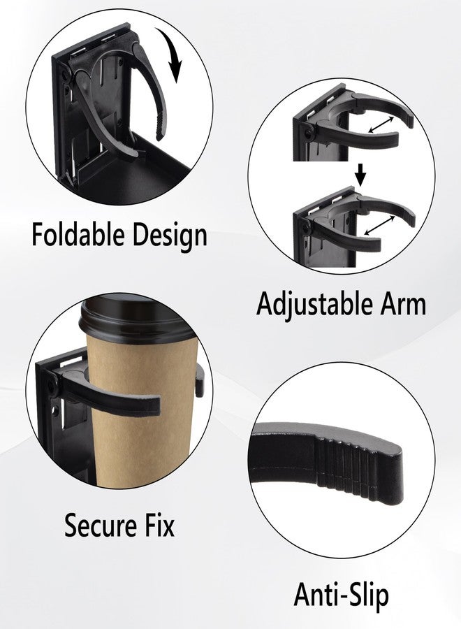 BFXM Adjustable Folding Drink Holder, 2PCS Universal Cup Holders for Car, Truck, RV, Boat, Caravans, Campers, Space-Saving Cupholder, Black Drink Holder for Mugs, Bottles, Cans, with Screws and Tapes - Image 5