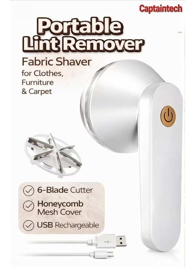 Captaintech Portable lint remover, featuring a 6-blade cyclone head, is gentle on clothes and effectively removes lint from them. - Image 1