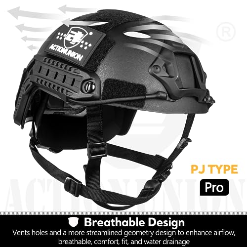 ACTIONUNION Airsoft Helmet Pro Set PJ Type Tactical Paintball Helmet (Black Set) - Image 4