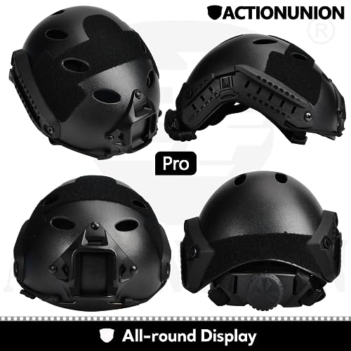 ACTIONUNION Airsoft Helmet Pro Set PJ Type Tactical Paintball Helmet (Black Set) - Image 5