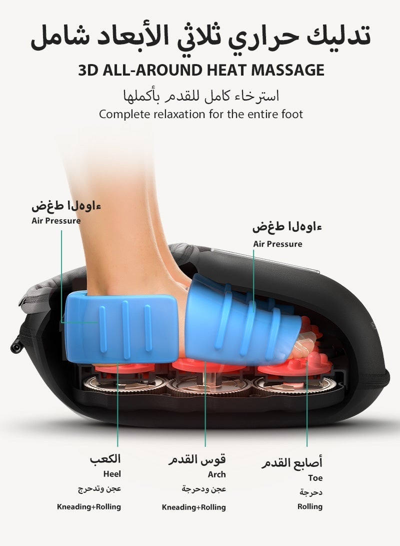 ميدكرسور جهاز تدليك القدمين من Medcursor مع وظيفة تسخين، جهاز تدليك بالعجن العميق، إعدادات متعددة المستويات وشدة قابلة للتعديل للاستخدام المنزلي أو في المكتب (أسود) - Image 4