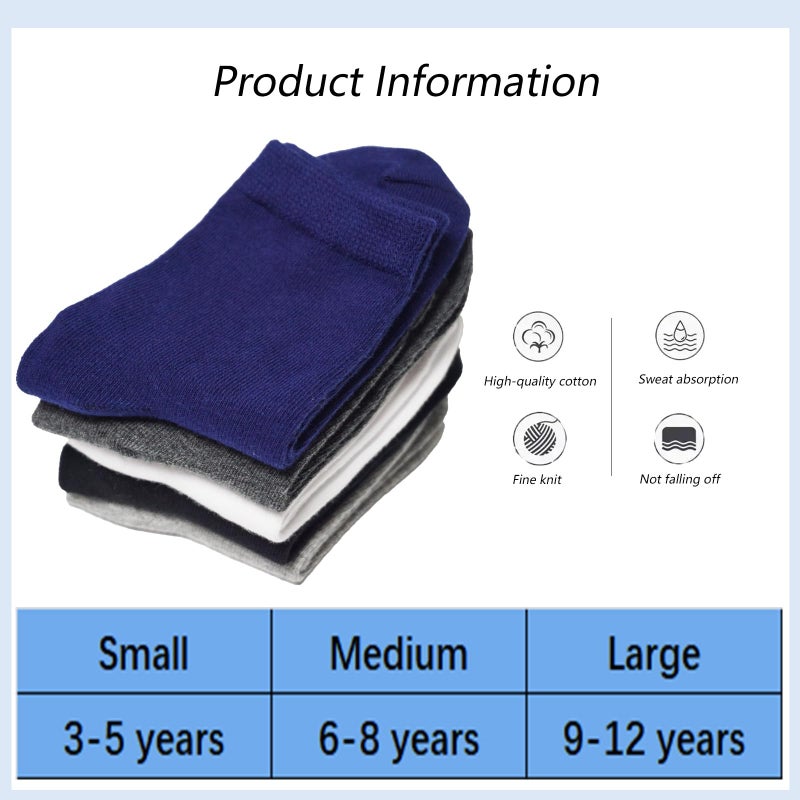 Prupoky Boys Dress Socks 3 Pairs Kids Boys Girls Crew Dress Sock Cotton Uniform Socks for Girls 01 Black Medium - Image 5