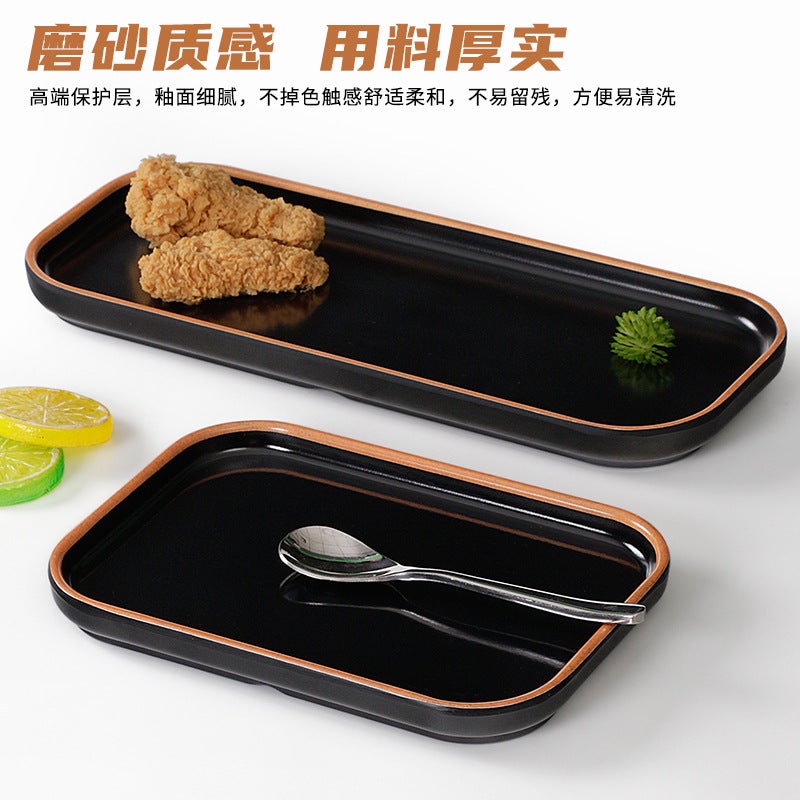 Melamine Tableware Simple Plate Rectangular Barbecue Plate Pot Restaurant Dish Plate Imitation Porcelain Plastic Plate Dinner Plate Commercial Fall-Resistant - Image 3