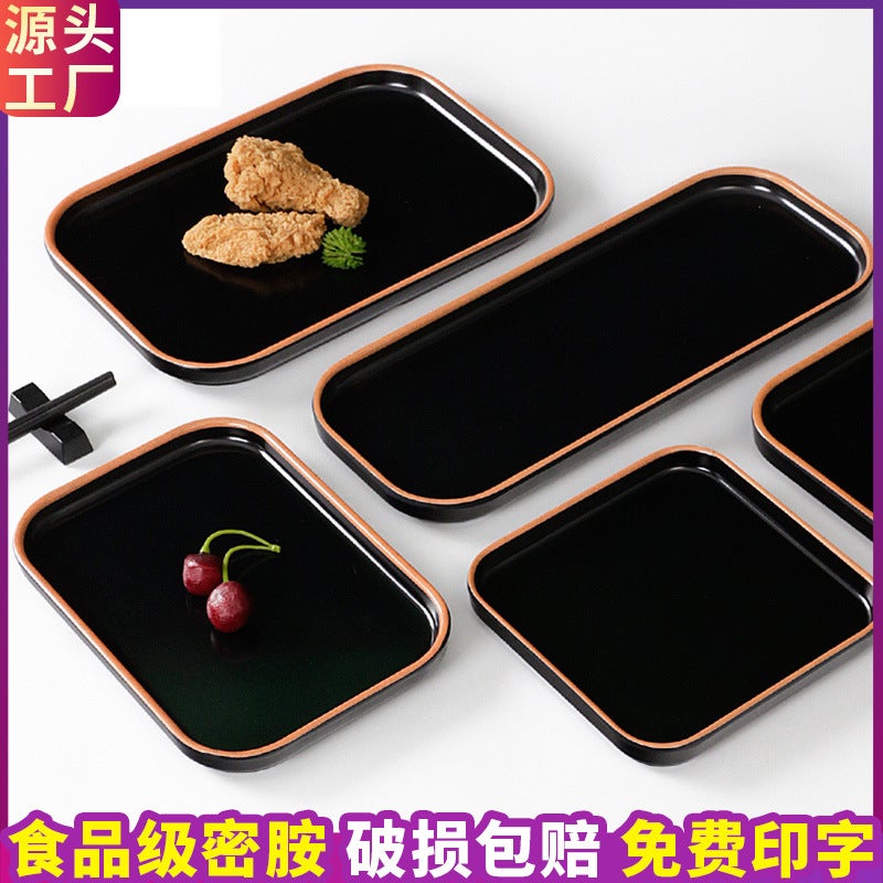 Melamine Tableware Simple Plate Rectangular Barbecue Plate Pot Restaurant Dish Plate Imitation Porcelain Plastic Plate Dinner Plate Commercial Fall-Resistant - Image 2