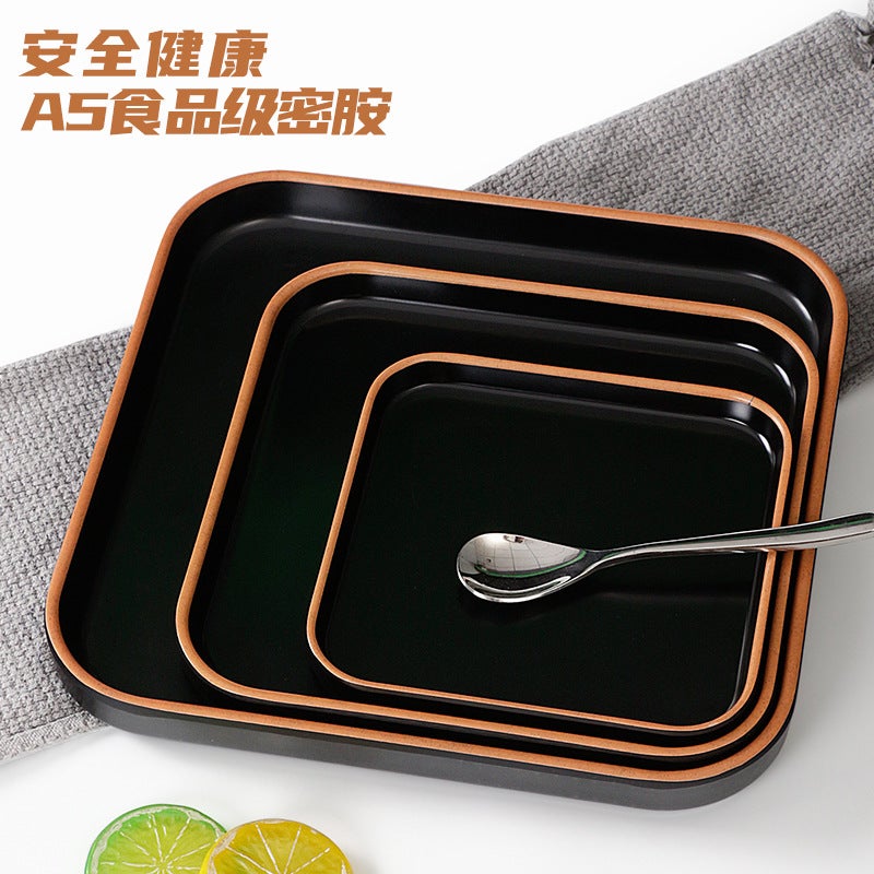 Melamine Tableware Simple Plate Rectangular Barbecue Plate Pot Restaurant Dish Plate Imitation Porcelain Plastic Plate Dinner Plate Commercial Fall-Resistant - Image 4