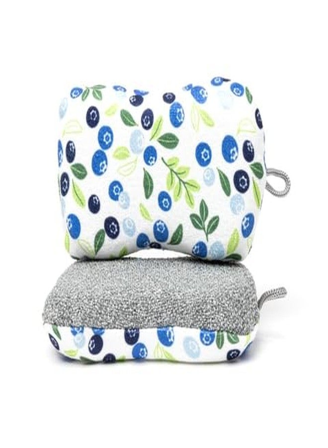 Mukitchen MÜkitchen Premium Microfiber Sponge Set for Dishes and Cleaning, 2 Pack, Printed (Blueberries) - Image 1