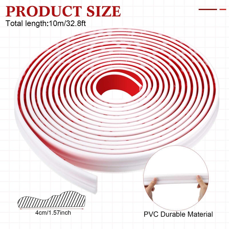 Innconee 32.8ft x 1.6 Inch Flexible Peel and Stick Molding Trim for Wall, Baseboard, Backsplash, Tile Edge, Chair Rail, Mirror-self Adhesive Moulding Trim for Bathroom Wall Door Floor Window, White - Image 2