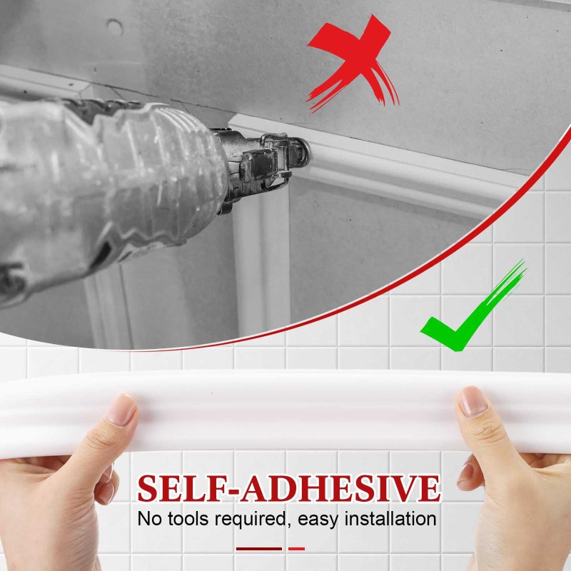Innconee 32.8ft x 1.6 Inch Flexible Peel and Stick Molding Trim for Wall, Baseboard, Backsplash, Tile Edge, Chair Rail, Mirror-self Adhesive Moulding Trim for Bathroom Wall Door Floor Window, White - Image 4