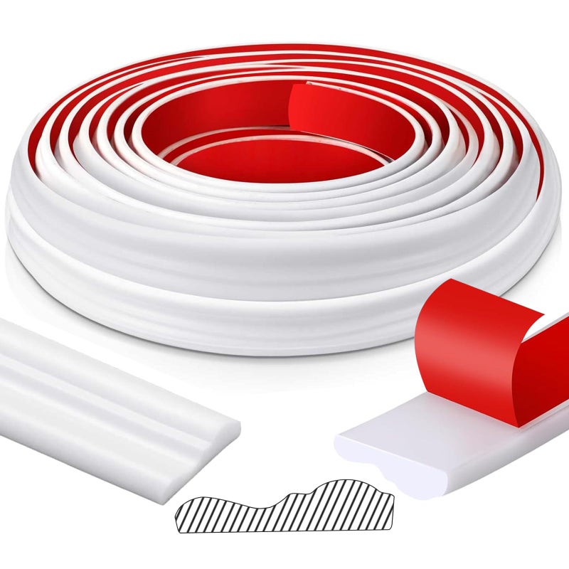 Innconee 32.8ft x 1.6 Inch Flexible Peel and Stick Molding Trim for Wall, Baseboard, Backsplash, Tile Edge, Chair Rail, Mirror-self Adhesive Moulding Trim for Bathroom Wall Door Floor Window, White - Image 1