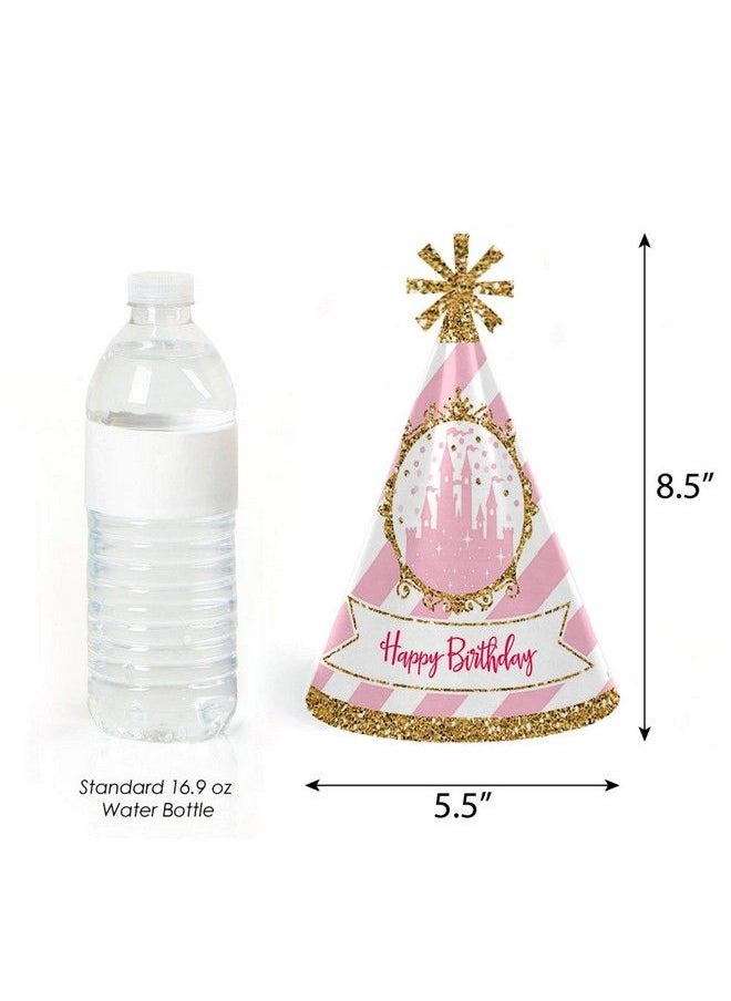 Big Dot of Happiness Little Princess Crown Cone Pink And Gold Princess Happy Birthday Party Hats For Kids And Adults Set Of 8 (Standard Size)  - Image 4