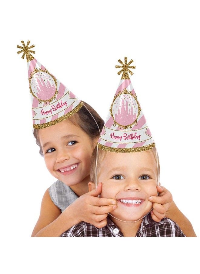 Big Dot of Happiness Little Princess Crown Cone Pink And Gold Princess Happy Birthday Party Hats For Kids And Adults Set Of 8 (Standard Size)  - Image 3